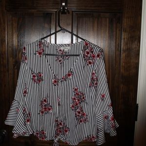 Floral, striped blouse